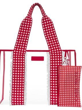 Case-Mate Americana Cherry Gingham Ruffle Jelly Tote Waterproof Clear Beach Bag